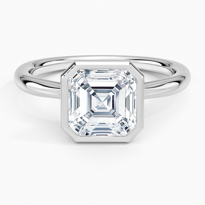 Freesia Bezel Solitaire Ring - Asscher Cut Center Stone