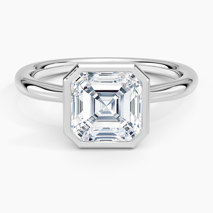 Freesia Bezel Solitaire Ring - Asscher Cut Center Stone
