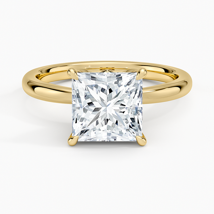 Petal 2mm Solitaire Ring - Princess Cut Center Stone