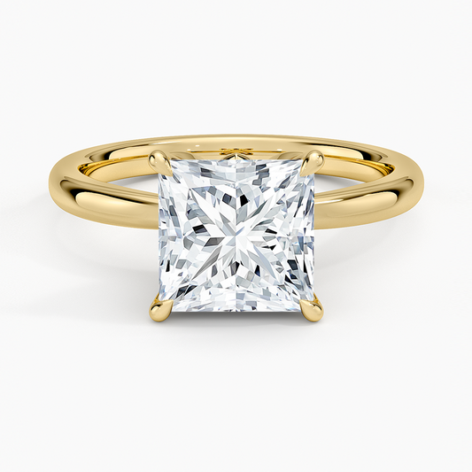 Petal 2mm Solitaire Ring - Princess Cut Center Stone