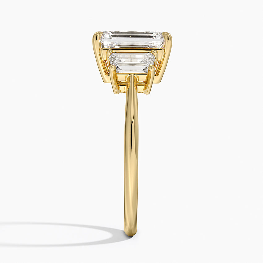 Luxe Embrace Three Stone Trapezoid Diamond Ring - Emerald Cut Center Stone