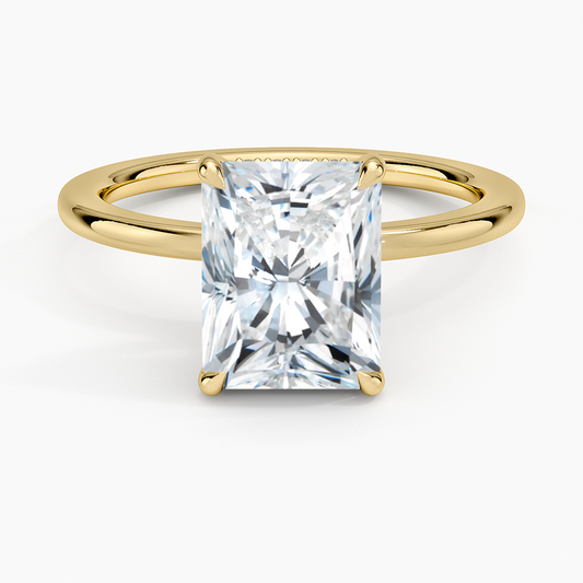 Audrey Perfect Fit Hidden Halo 1.4mm Diamond Ring - Radiant Cut Center Stone