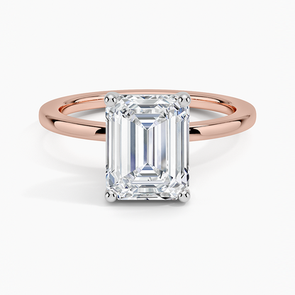 Platinum Mixed Metal Perfect Fit Solitaire Ring - Emerald Cut Center Stone