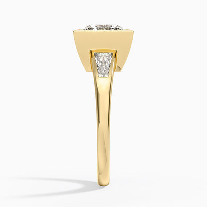 Hayes Three Stone Baguette Diamond Ring (1/2 ct. tw.) - Princess Cut Center Stone