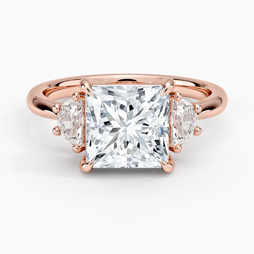 Half Moon Three Stone Diamond Ring (1/4 ct. tw.) - Princess Cut Center Stone