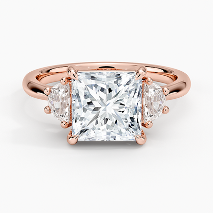 Half Moon Three Stone Diamond Ring (1/4 ct. tw.) - Princess Cut Center Stone