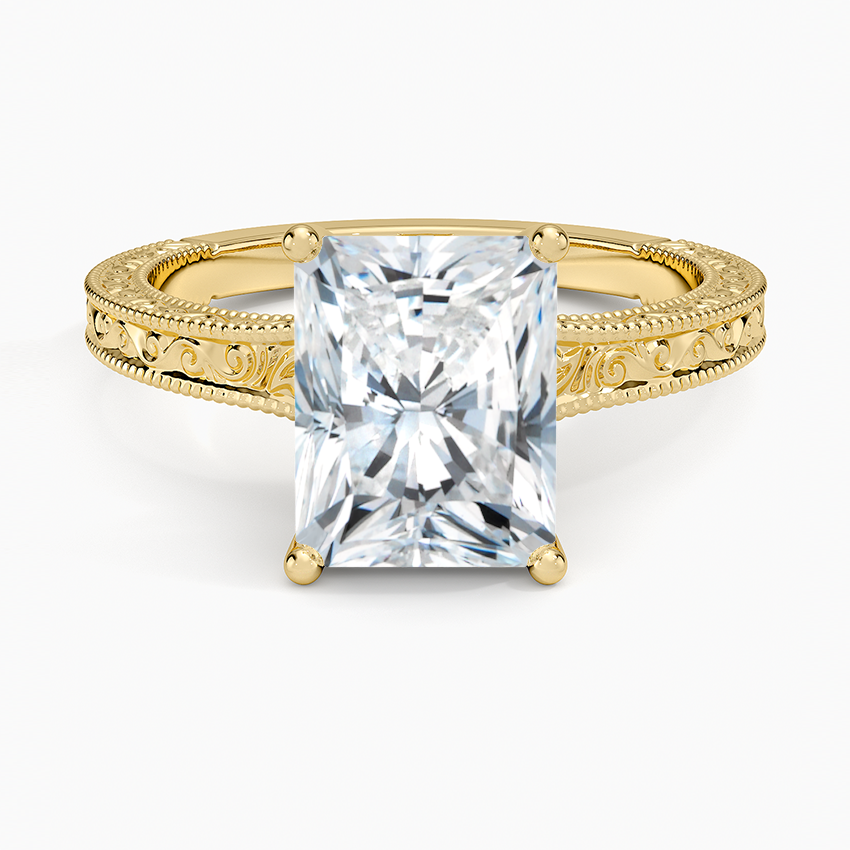 Hudson Engraved Ring - Radiant Cut Center Stone