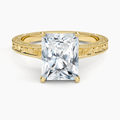 Hudson Engraved Ring - Radiant Cut Center Stone