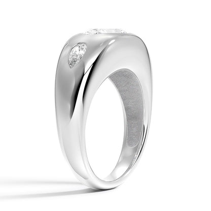 Sloane Flush Set Three Stone Diamond Dome Ring