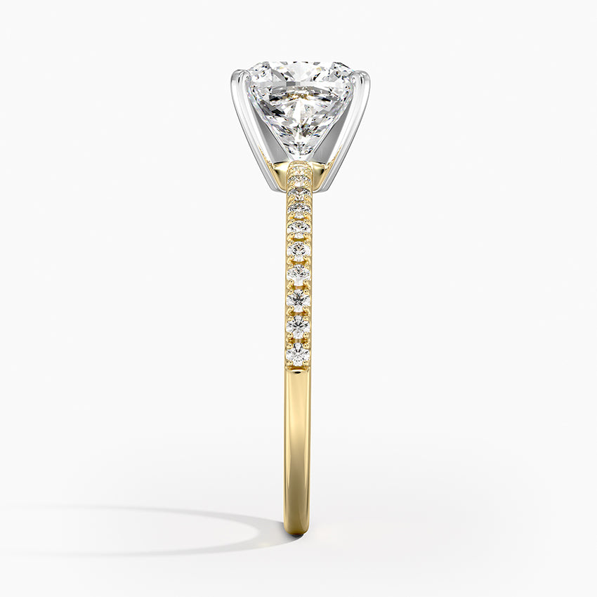 Ballad Half Coverage Diamond Ring (1/8 ct. tw.) - Cushion Cut Center Stone