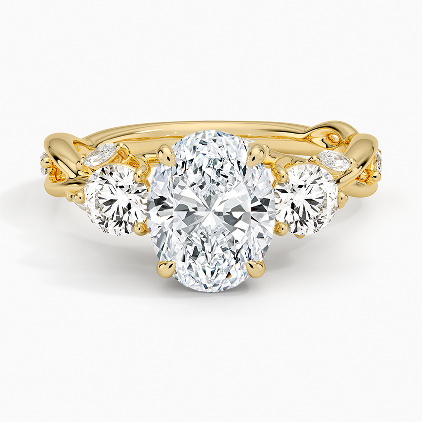Secret Garden Three Stone Diamond Ring (3/4 ct. tw.) - Oval Center Stone