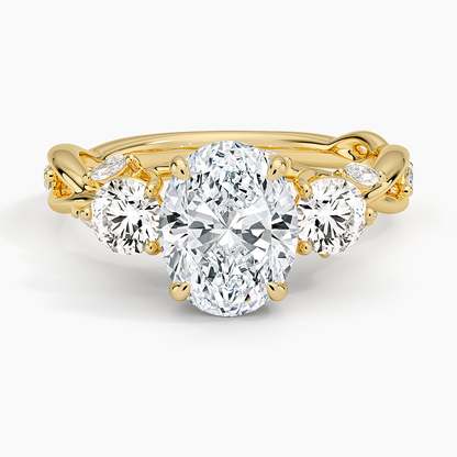 Secret Garden Three Stone Diamond Ring (3/4 ct. tw.) - Oval Center Stone