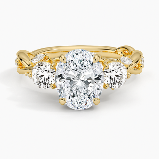 Secret Garden Three Stone Diamond Ring (3/4 ct. tw.) - Oval Center Stone