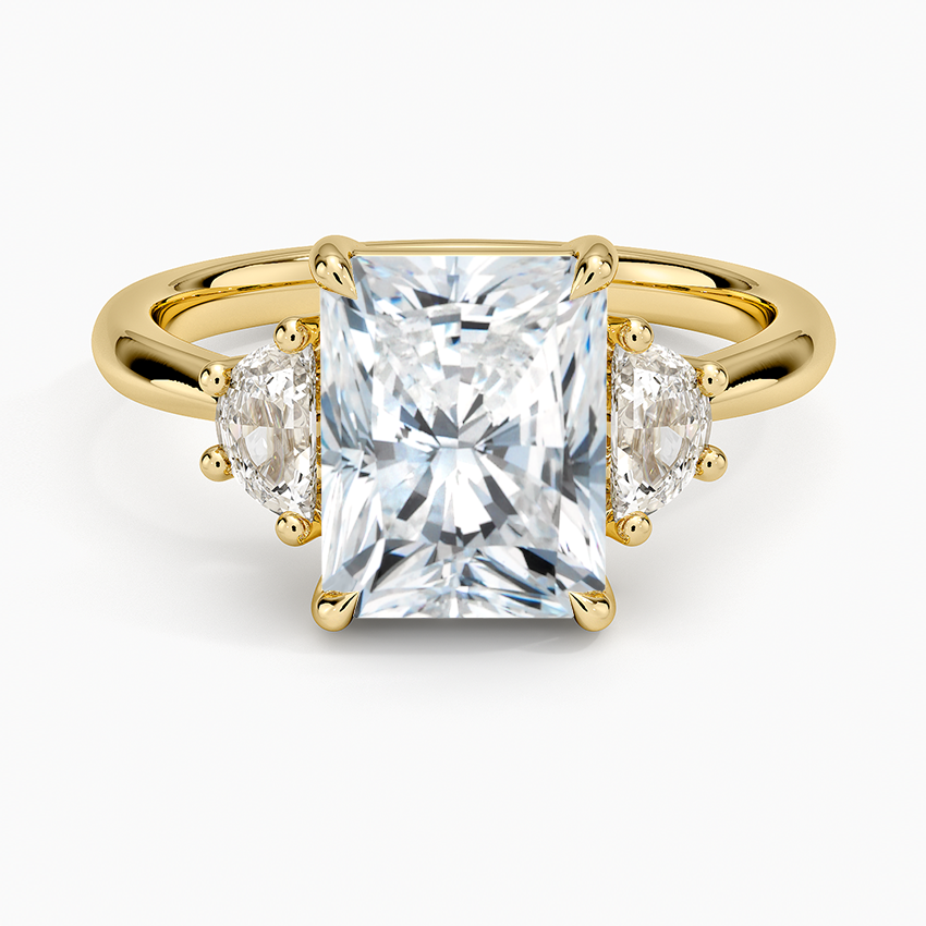 Half Moon Three Stone Diamond Ring (1/4 ct. tw.) - Radiant Cut Center Stone