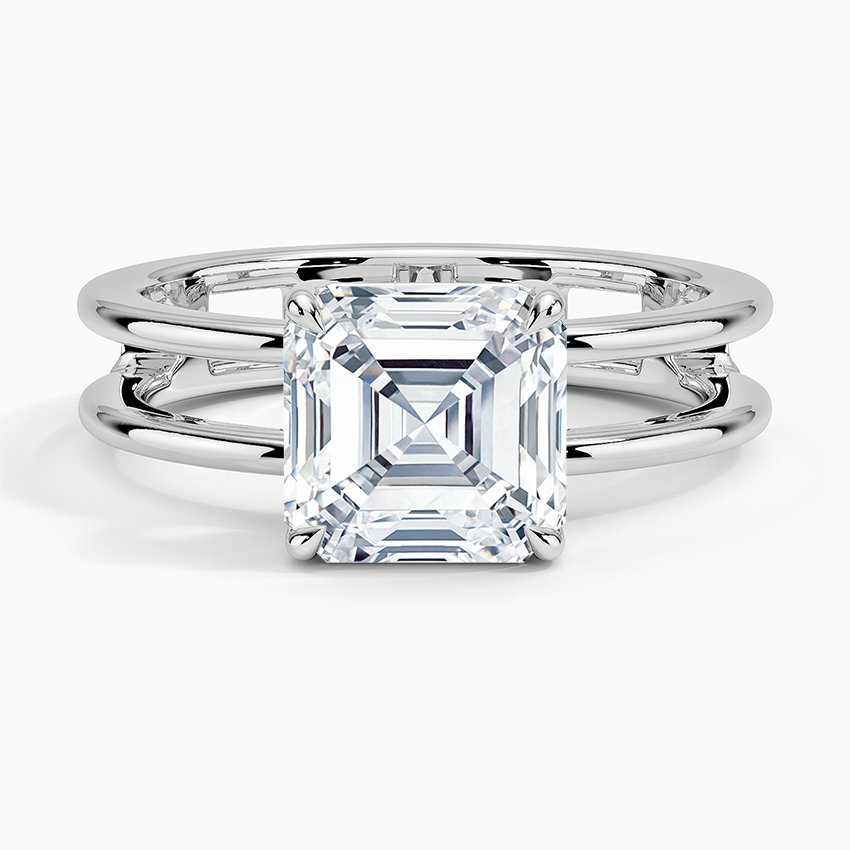 Aimee Open Double Band Solitaire Ring - Asscher Cut Center Stone