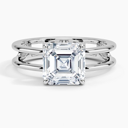 Aimee Open Double Band Solitaire Ring - Asscher Cut Center Stone