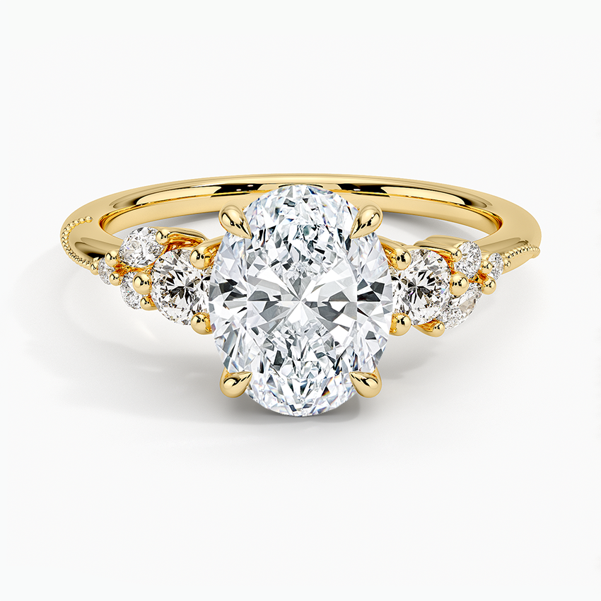 Camellia Three Stone Diamond Ring (1/3 ct. tw.) - Oval Cut Center Stone
