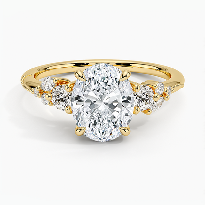 Camellia Three Stone Diamond Ring (1/3 ct. tw.) - Oval Cut Center Stone