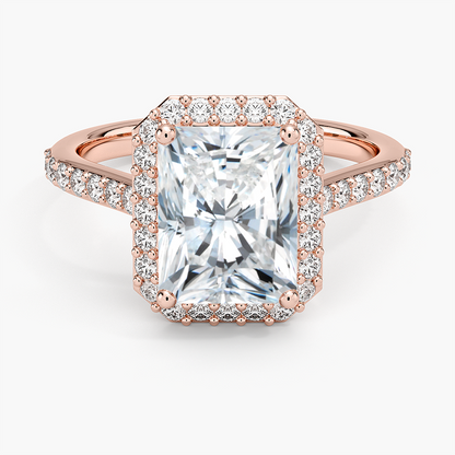 Halo Diamond Ring with Side Stones (1/3 ct. tw.) - Radiant Cut Center Stone