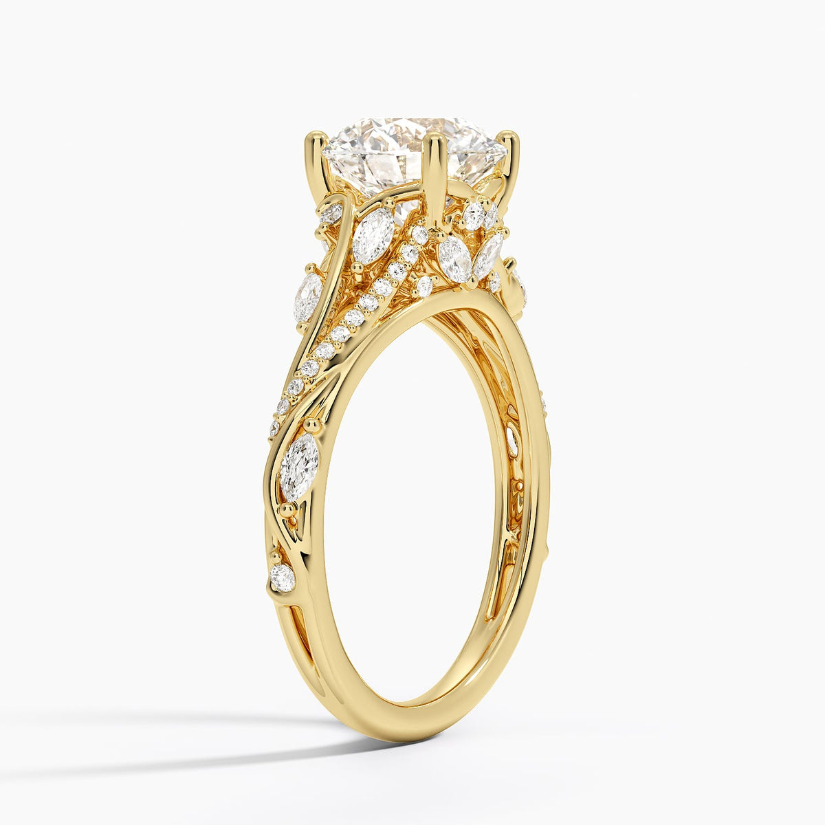 Begonia Vine Diamond Ring (1/2 ct. tw.) - Round Center Stone