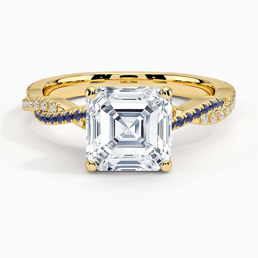 Petite Luxe Twisted Vine Sapphire and Diamond Ring (1/8 ct. tw.) - Asscher Cut Center Stone