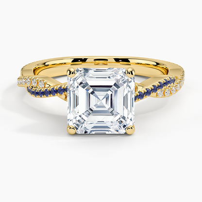 Petite Luxe Twisted Vine Sapphire and Diamond Ring (1/8 ct. tw.) - Asscher Cut Center Stone