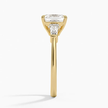 Symphony Tapered Baguette Three Stone Diamond Ring (1/2 ct. tw.) - Asscher Cut Center Stone