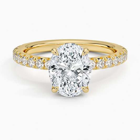 Amelie Three-Quarter Coverage Diamond Ring - Oval Center Stone