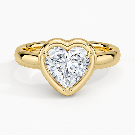 Andrea Bezel Prong Ring - Heart Center Stone