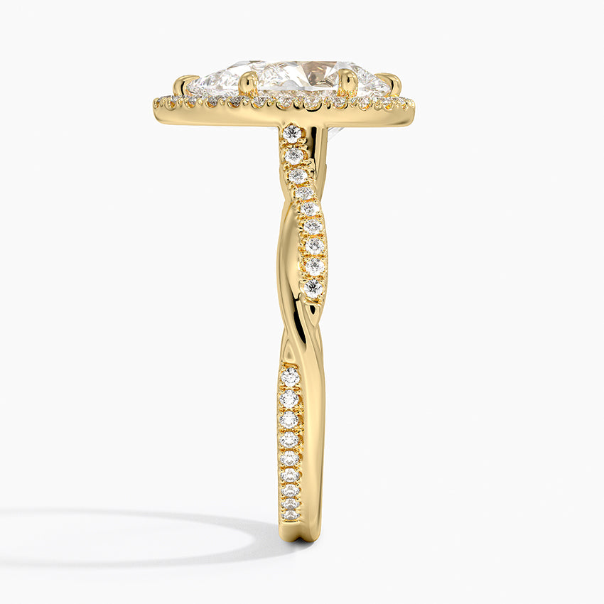 Petite Twisted Vine Halo Diamond Ring (1/4 ct. tw.) - Pear Center Stone