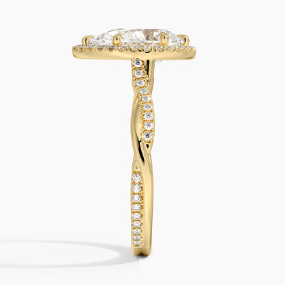 Petite Twisted Vine Halo Diamond Ring (1/4 ct. tw.) - Pear Center Stone