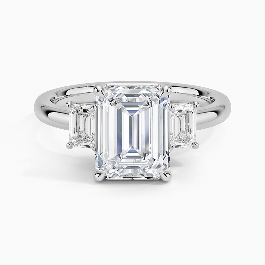 Rhiannon Emerald Cut Three Stone Diamond Ring (1/2 ct. tw.) - Emerald Cut Center Stone