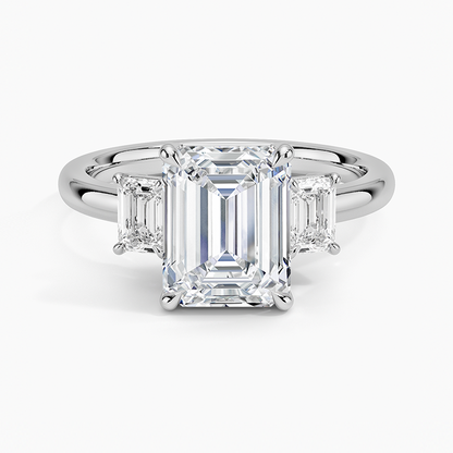 Rhiannon Emerald Cut Three Stone Diamond Ring (1/2 ct. tw.) - Emerald Cut Center Stone