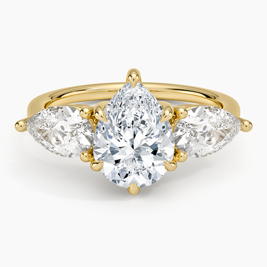 Luxe Opera Three Stone Diamond Ring (1 1/3 ct. tw.) - Pear Center Stone