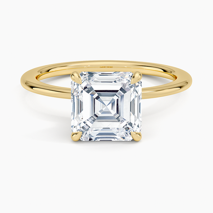 Petite Secret Halo Diamond Ring - Asscher Cut Center Stone