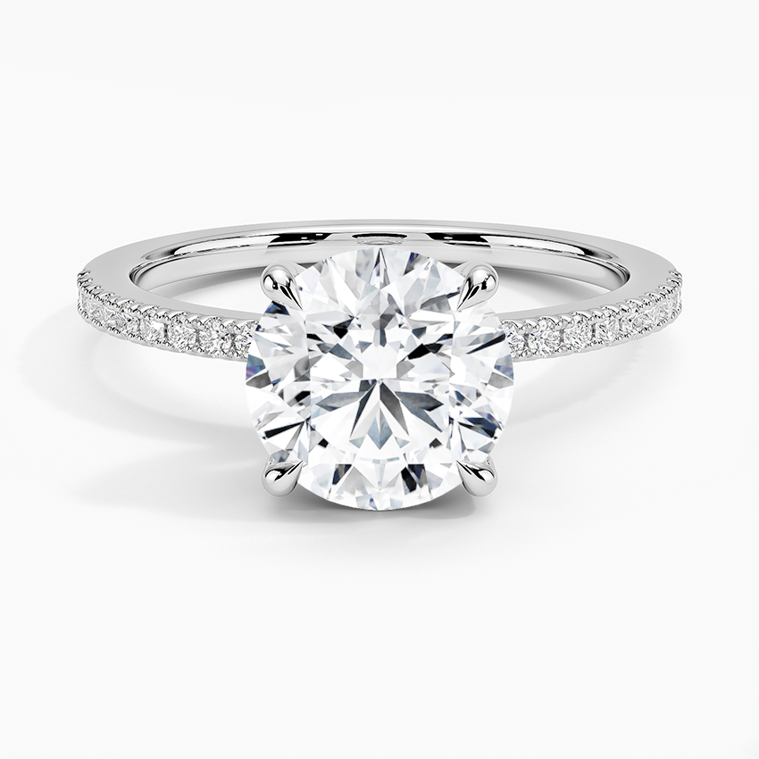 Perfect Fit Half Coverage Hidden Halo Diamond Ring (1/5 ct. tw.) - Round Center Stone