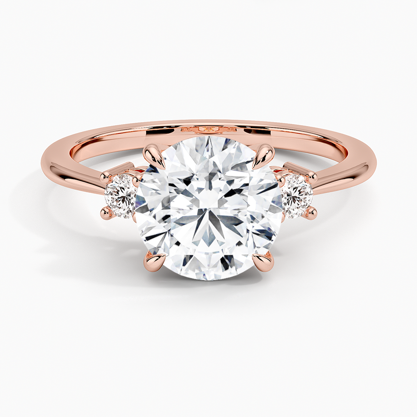 Petite Selene Three Stone Diamond Ring (1/10 ct. tw.) - Round Center Stone