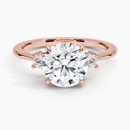 Petite Selene Three Stone Diamond Ring (1/10 ct. tw.) - Round Center Stone