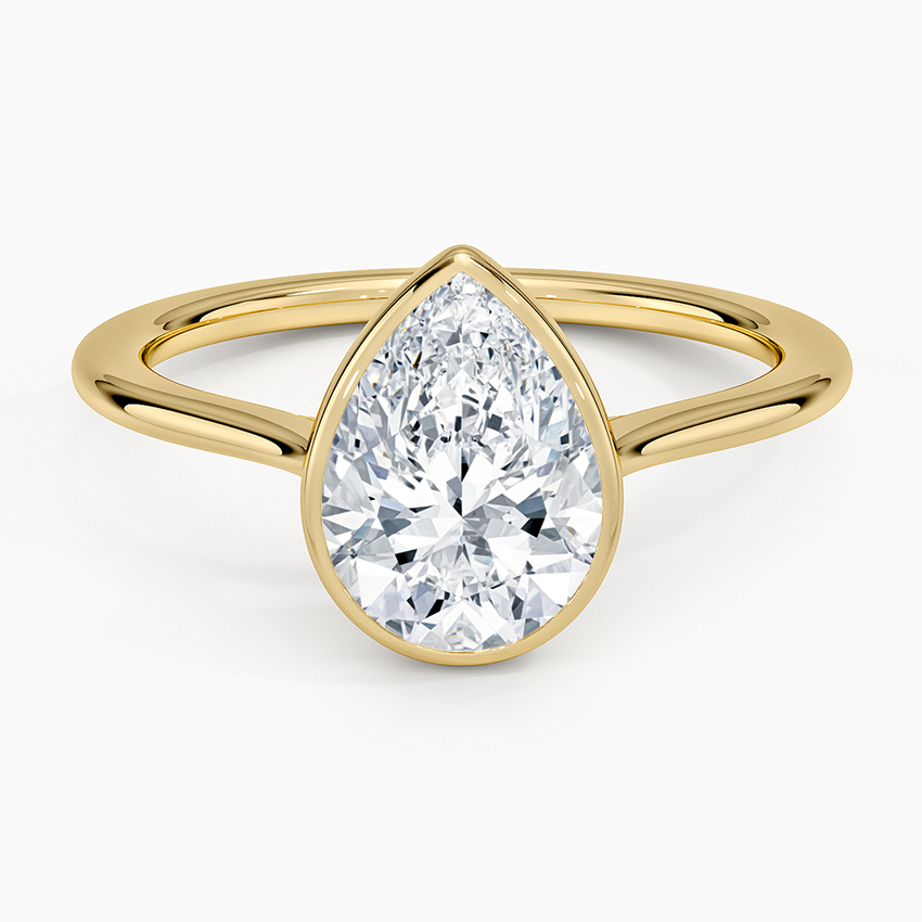 Petite Luna 1.5mm Bezel Ring - Pear Center Stone