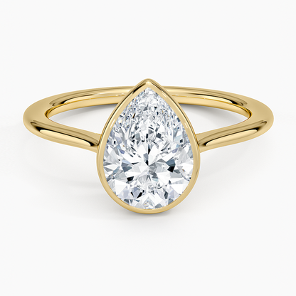 Petite Luna 1.5mm Bezel Ring - Pear Center Stone