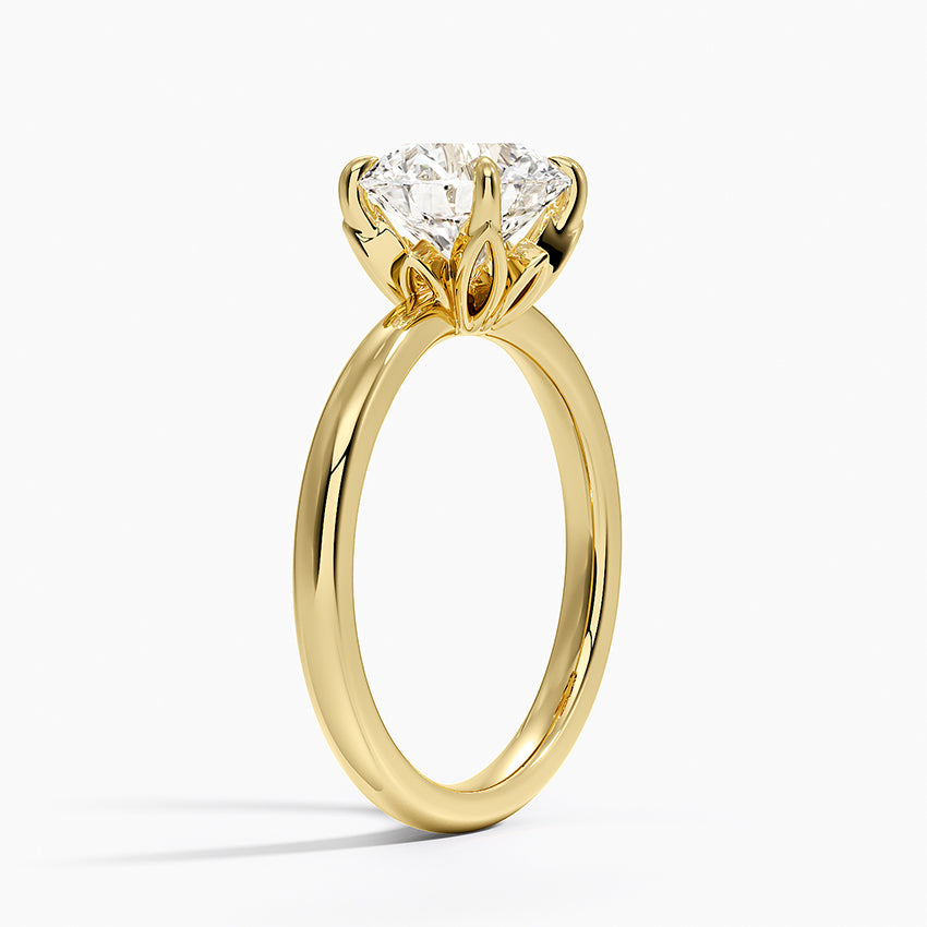 Petal 2mm Solitaire Ring - Round Cut Center Stone