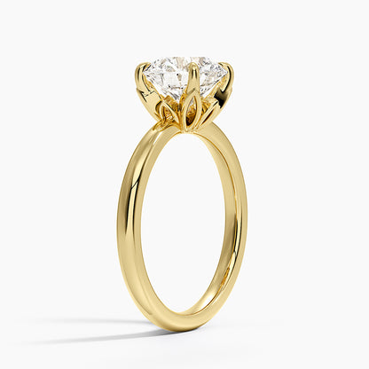 Petal 2mm Solitaire Ring - Round Cut Center Stone