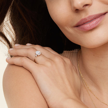Petite Selene Three Stone Diamond Ring (1/10 ct. tw.) - Round Center Stone