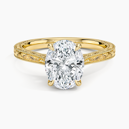 Elsie Engraved Ring - Oval Center Stone