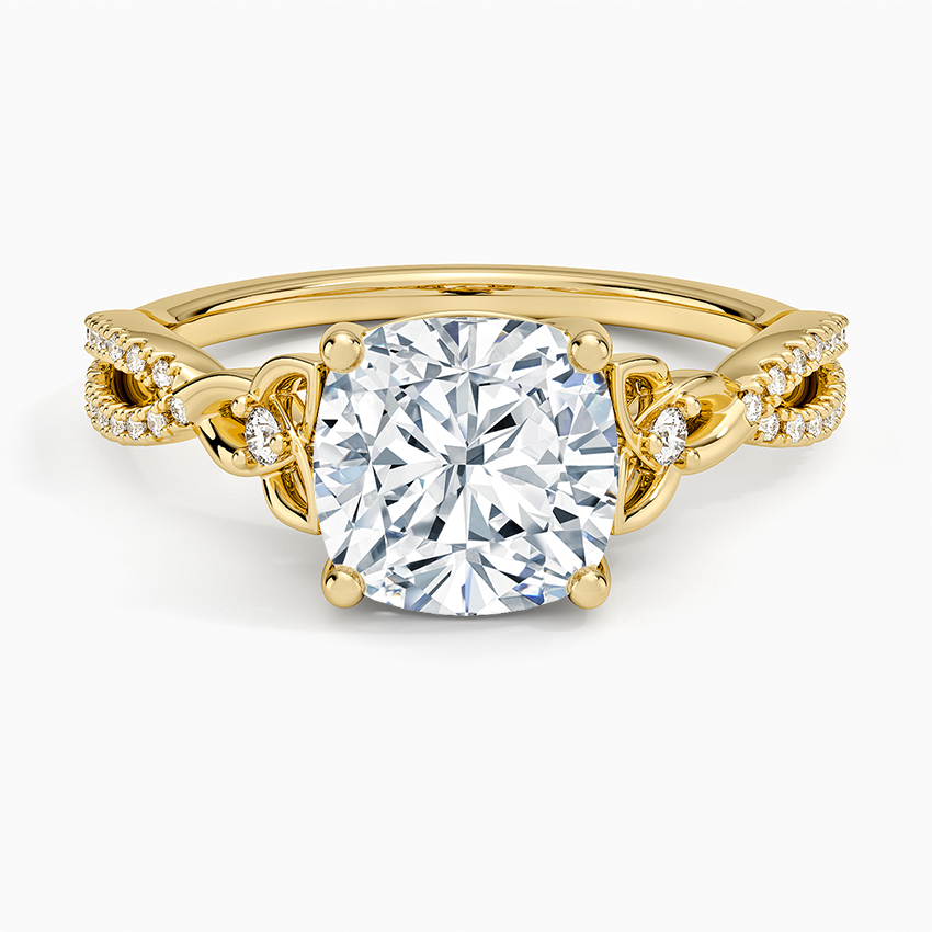 Luxe Celtic Love Knot Diamond Ring - Cushion Cut Center Stone