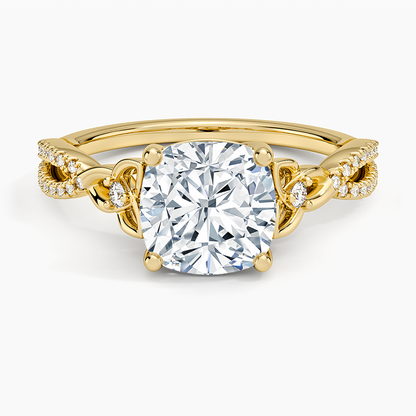 Luxe Celtic Love Knot Diamond Ring - Cushion Cut Center Stone