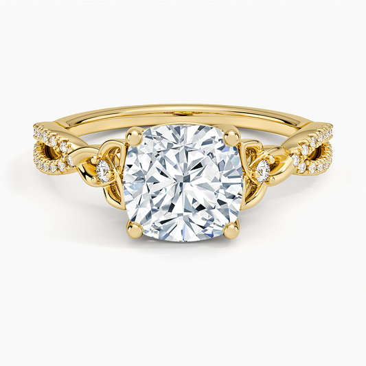 Luxe Celtic Love Knot Diamond Ring - Cushion Cut Center Stone