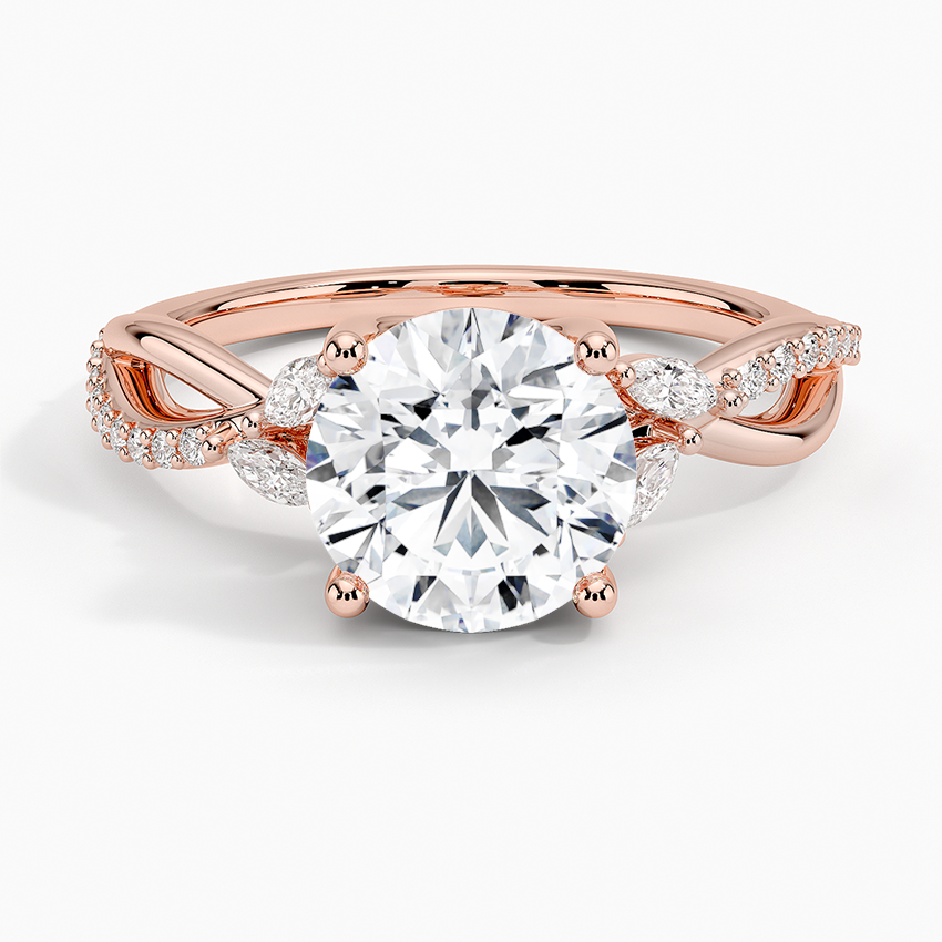 Petite Twisted Willow Diamond Ring - Round Center Stone