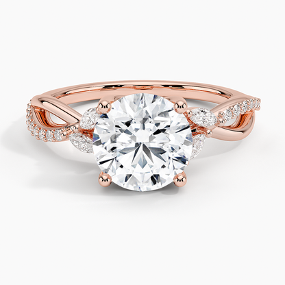 Petite Twisted Willow Diamond Ring - Round Center Stone
