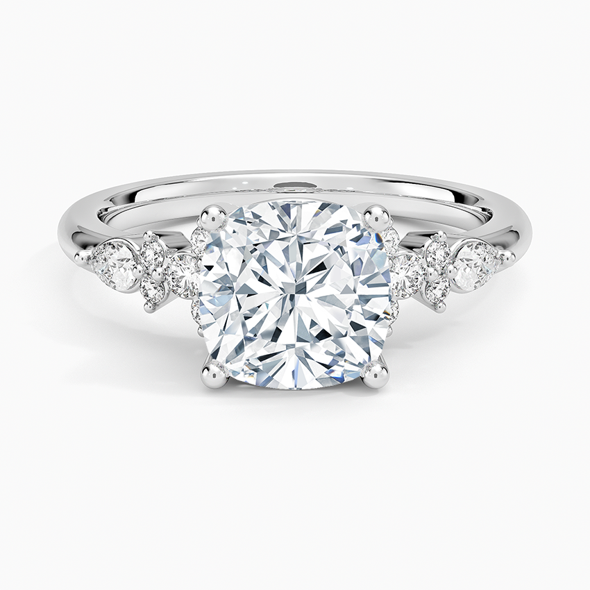 Rosette Diamond Ring - Cushion Cut Center Stone